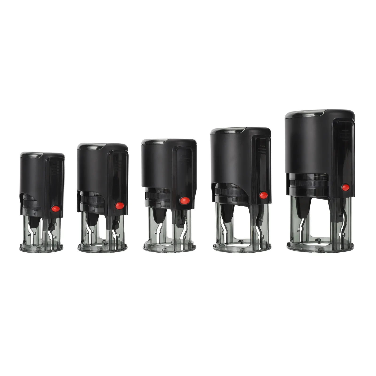 Full size range of round self-inking stamps